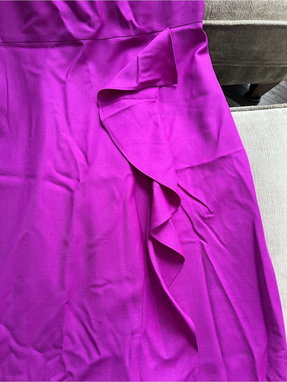 J.Crew 100% Wool Magenta Purple Ruffle Front Sheath Dress Size 4 - Picture 2 of 8